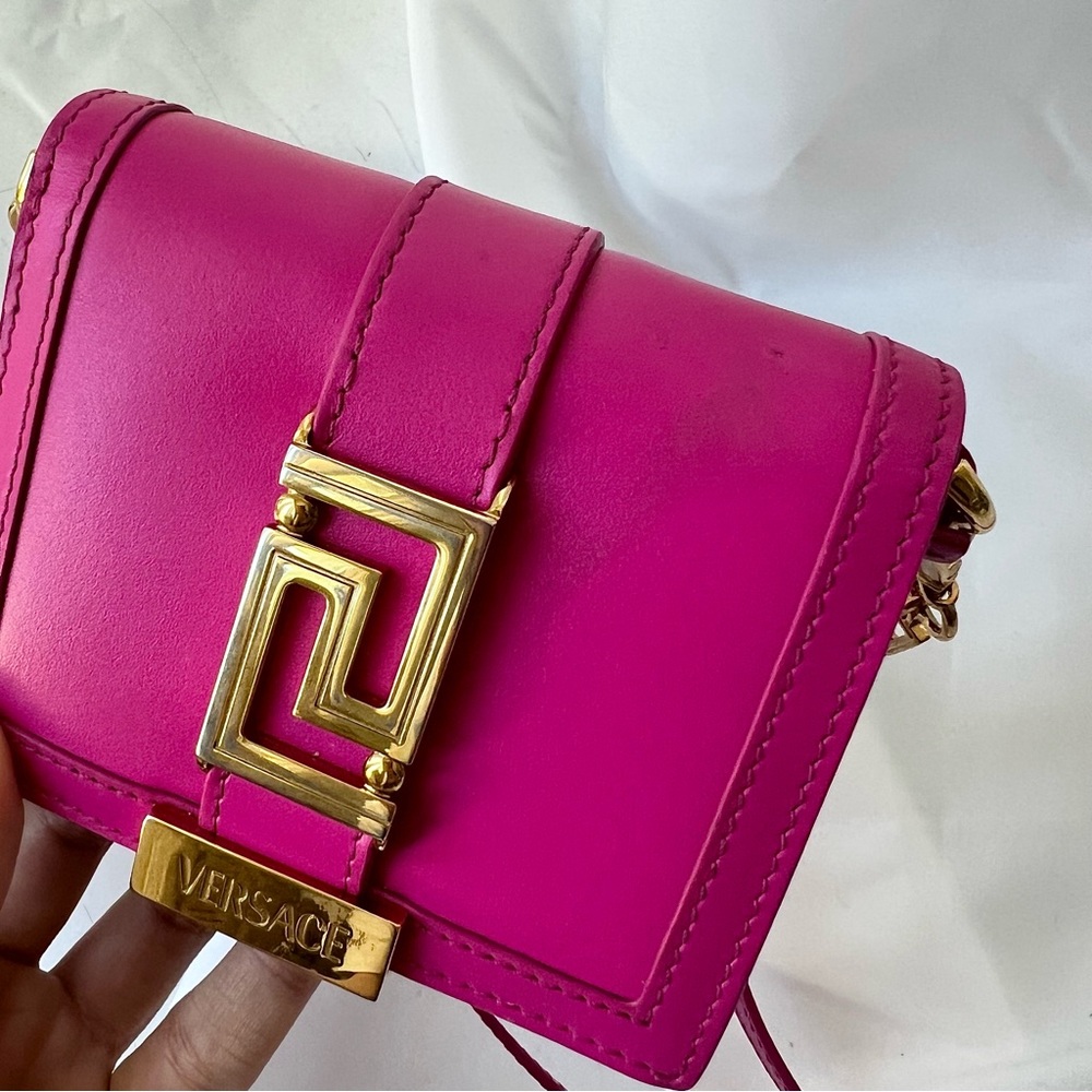 Versace Mini Shoulder Bag in Fuchsia with Gold Hardware - Picture 8 of 13